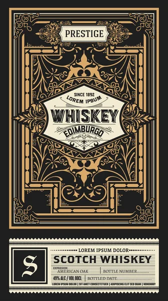 Etiqueta Whisky Con Marcos Viejos — Vector de stock