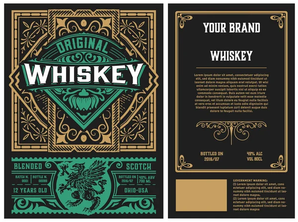 Whiskey Label Met Oude Frames — Stockvector