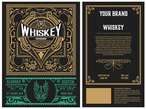 Étiquette Whisky Avec Vieux Cadres — Image vectorielle