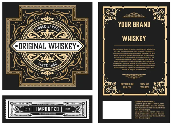 Etiqueta Whisky Con Marcos Viejos — Vector de stock