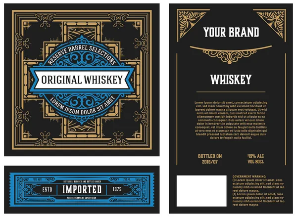 Whiskey Label Starými Rámci — Stockový vektor