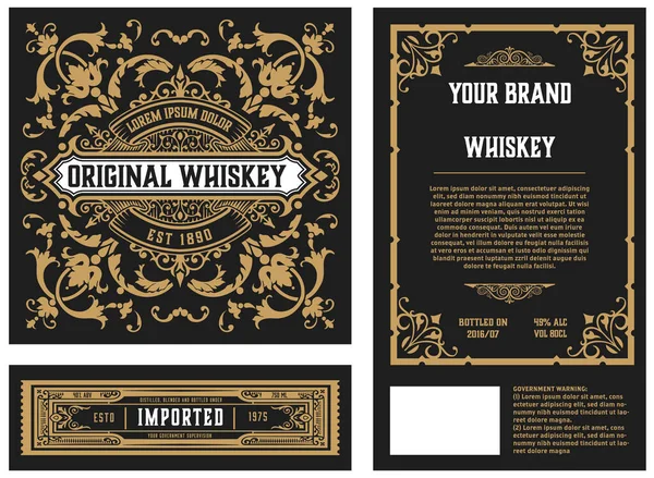 Whiskey Label Old Frames Vector Graphics