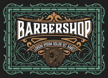 Klasik stil ile klasik berber dükkanı etiketi