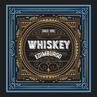 Eski çerçeveli viski etiketi