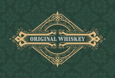 Eski çerçeveli viski etiketi