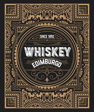 Eski çerçeveli viski etiketi