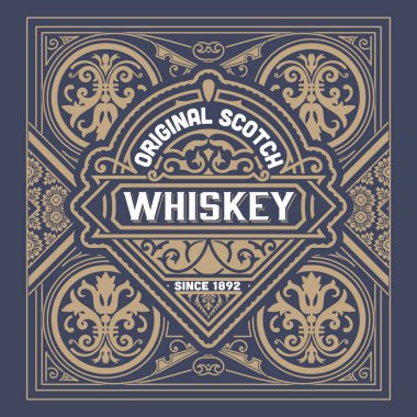 Eski çerçeveli viski etiketi