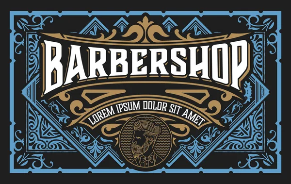 Vintage Barbershop Label Vintage Stil — Stockvektor