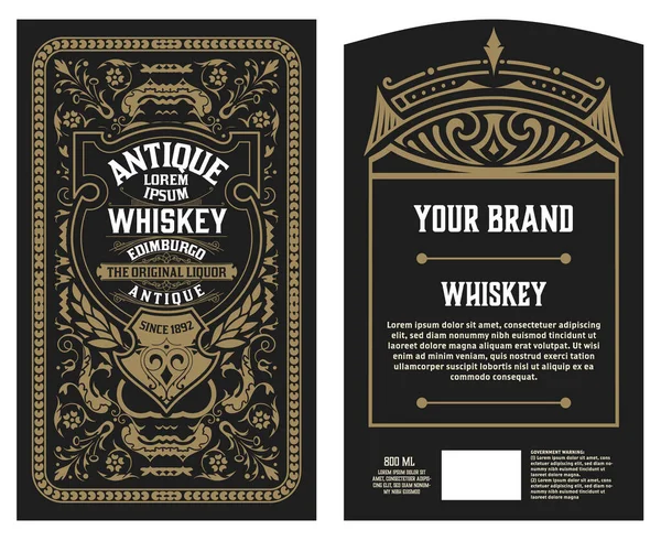 Etiqueta Whisky Con Marcos Viejos — Vector de stock