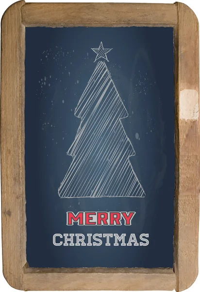 Christmas greeting, little blackboard and chalk on black backgro — Stock Vector