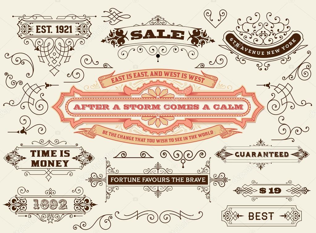 Set of calligraphic design elements