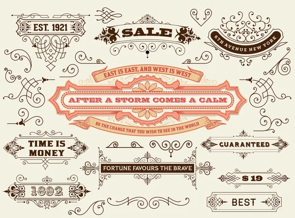 Conjunto de elementos de diseño caligráfico — Archivo Imágenes Vectoriales