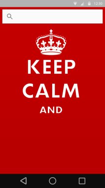 keep calm poster with crown into smart phone template clipart