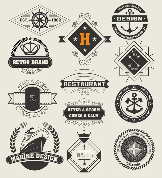 Vintage Insignias, набір логотипів . — стоковий вектор