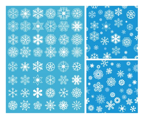 2 Snowflakes Seamless Background — Stock Vector