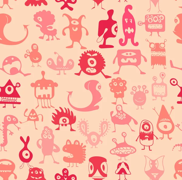 Monsters pattern on pink — Stock Vector