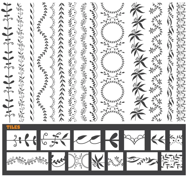 Handritad vektor linje gränsen set — Stock vektor