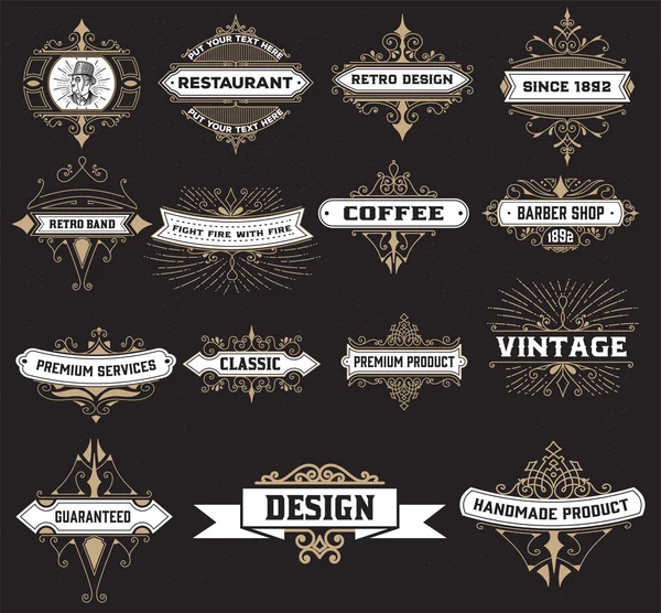 Klasik logo şablonu, Otel, Restoran, İş Kimliği seti.