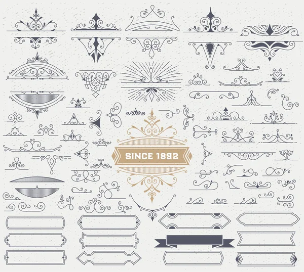 Kit de Elementos Vintage para Invitaciones, Banners, Carteles, Placa — Vector de stock