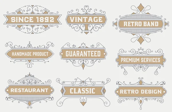 Vintage logo template, Hotel, Restaurant, Business Identity set. Design with Flourishes. Royalty. — Stock Vector