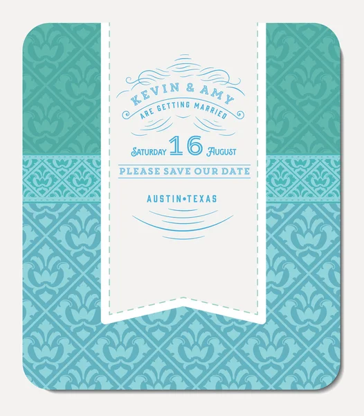 レトロなブルーのエレガントな招待状のデザイン — ストックベクタ