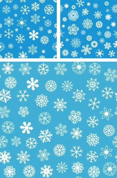 3 flocons de neige ensemble de fond sans couture — Image vectorielle