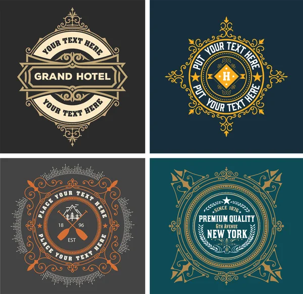 Modelos do logotipo do vintage, hotel, restaurante, negócio ou boutique —  Vetores de Stock