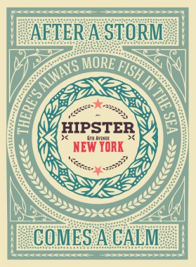 Barok süslemeler ve floral bilgi, hipster kartı.