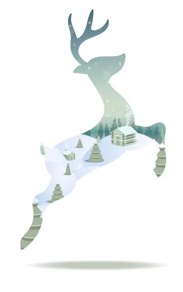 Joyeux Noël carte avec cerf de Noël — Image vectorielle