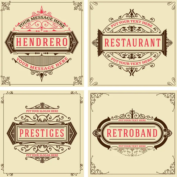 Vintage λογότυπο πρότυπα, ξενοδοχείο, εστιατόριο, επιχείρηση ή μπουτίκ — Διανυσματικό Αρχείο