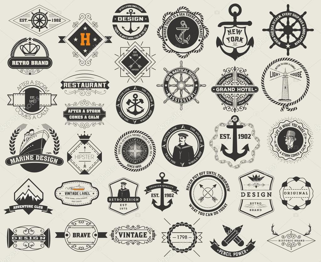Logotypes set and Vintage Insignias. Vector design elements, log