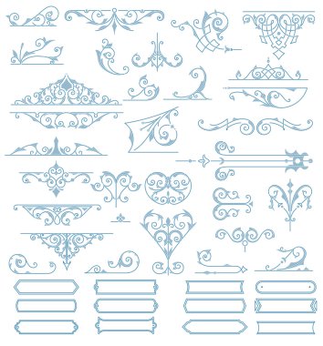 Barok süsler tasarım kümesi. Vektör