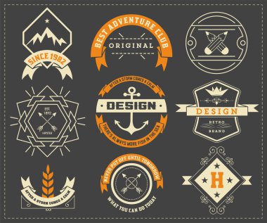 Klasik logo şablonu, Otel, Restoran, İş Kimliği seti.