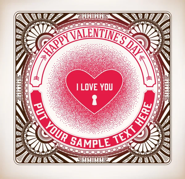 Happy Valentine's Day Greeting Card with Love Heart. Vector illu — Stock Vector
