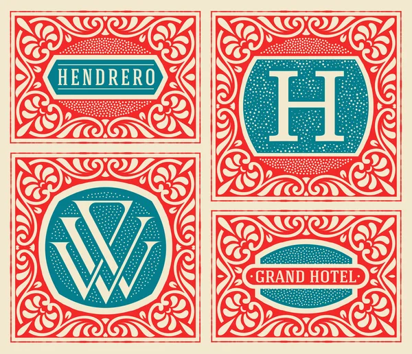 Vintage λογότυπο πρότυπο, ξενοδοχείο, εστιατόριο, επιχείρηση ή Boutique εγώ — Διανυσματικό Αρχείο