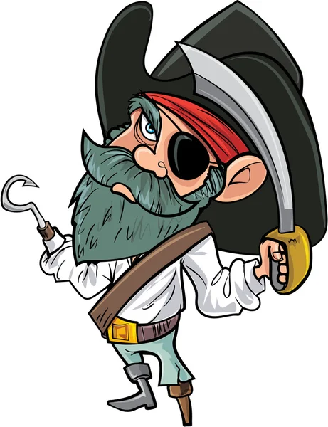 Pirata dei cartoni animati con cutlass e benda sull'occhio — Vettoriale Stock