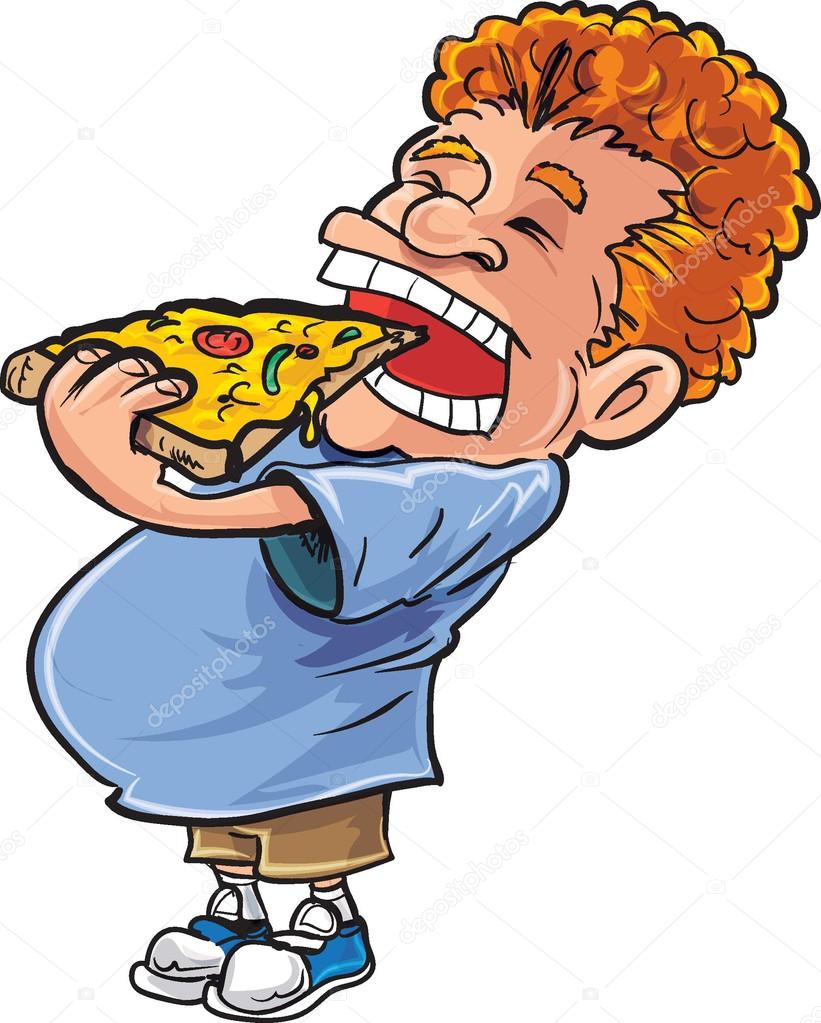 Cartoon Eating Pizza