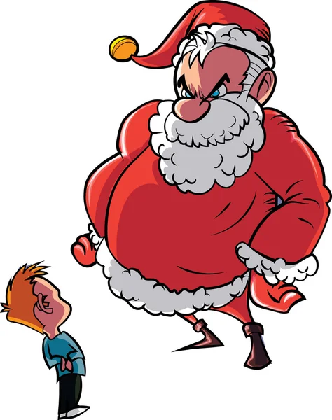 Babbo Natale rimprovera bambino cattivo — Vettoriale Stock