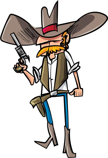 Dibujos animados vaquero sheriff con arma — Vector de stock