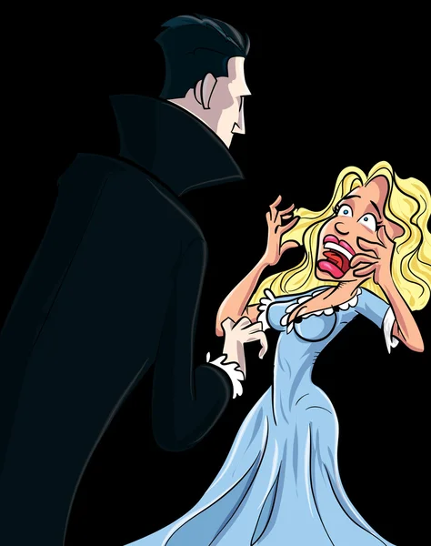 Cartoon Dracula aanvallende vrouw — Stockvector