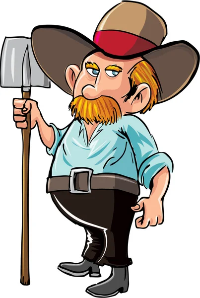 Cartoon farmer with moustache and hat — Stock Vector