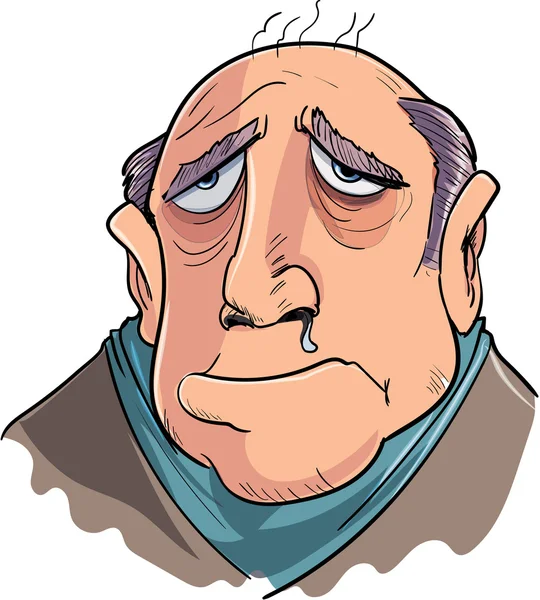 Uomo dei cartoni animati che soffre di influenza — Vettoriale Stock
