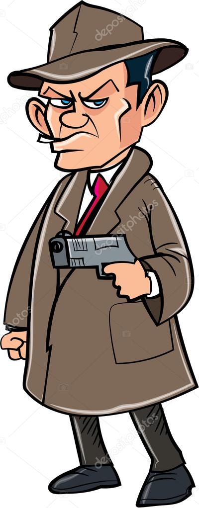 Cartoon secret agent with a hat and gun Stock Vector by ©antonbrand ...