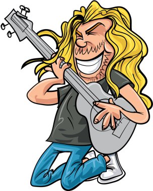 Rock müzik çizgi film rock gitarist