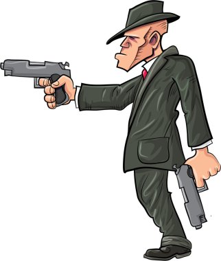 Çizgi film gangster hitman silahını işaret