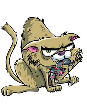 Karikatür kedi bir fare yakaladı