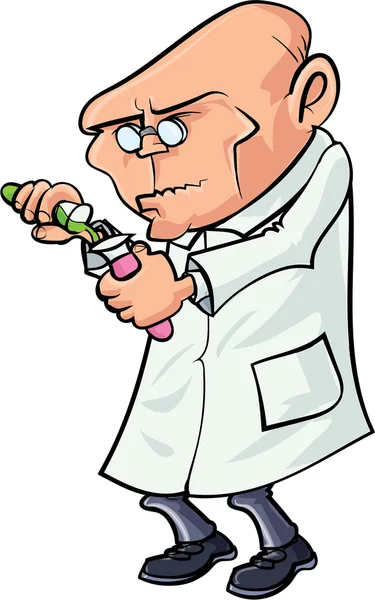 Cartoon wetenschapper mengen chemicaliën — Stockvector