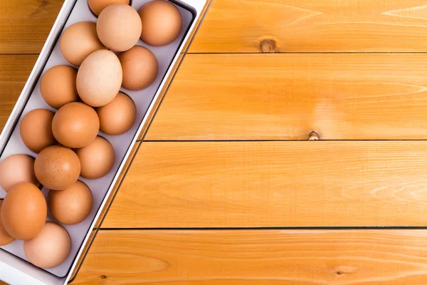 Storage container of healthy brown farm eggs — Stock Photo, Image