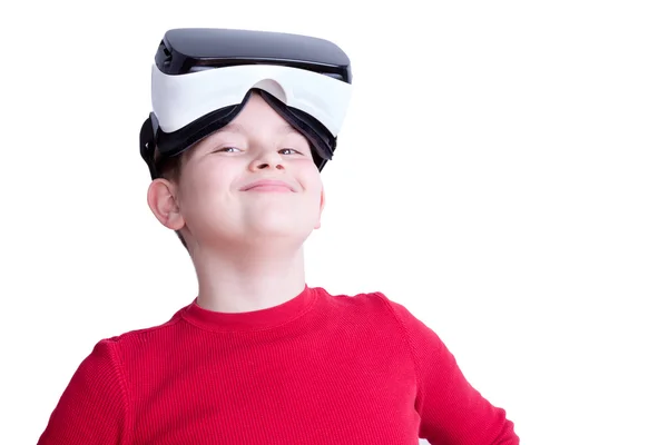Один хлопчик з окулярами віртуальної реальності — стокове фото
