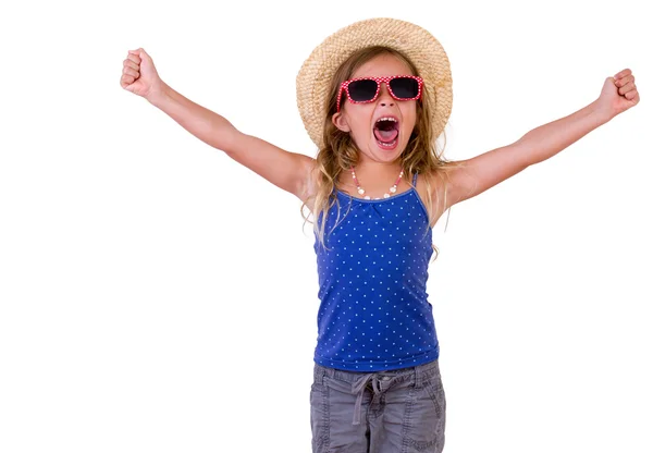 Trendy pretty little girl in a summer outfit — Stock Photo, Image